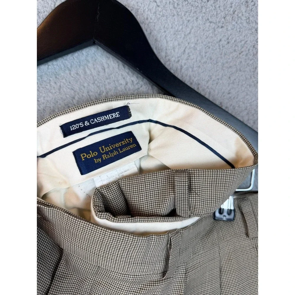 VTG Polo Ralph Lauren University Pants Mens 36x30 Tweed Wool Cashmere Pleated